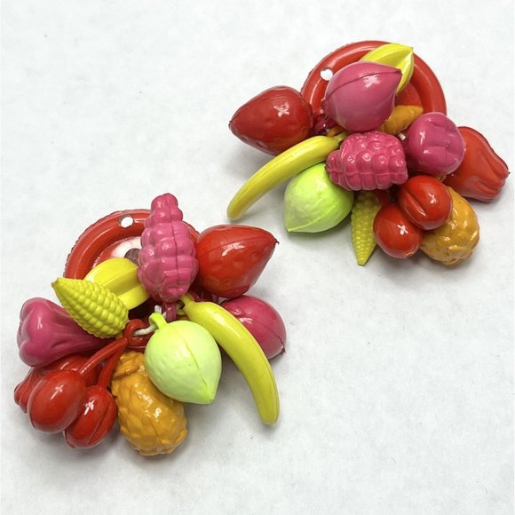 Vintage Hong Kong Fruit Salad Charm Earrings
